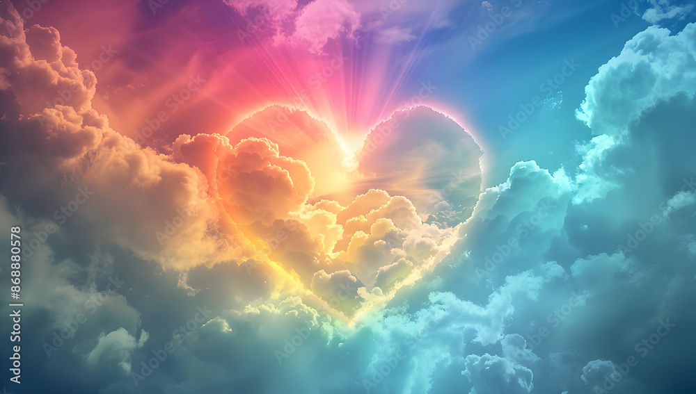 Beautiful heart-shaped cloud formation with vibrant sunset colors in the sky, symbolizing love and romantic feelings. Beautiful heart-shaped cloud formation with vibrant sunset colors in the sky, symbolizing love and romantic feelings.
