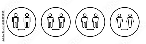 Social distance icon set. social distancing icon. self quarantine sign