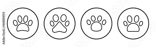 Paw icon set. paw print icon vector. dog or cat paw