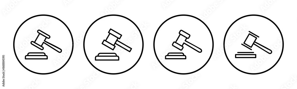 Obraz premium Gavel icon set. judge gavel icon vector. law icon vector. auction hammer