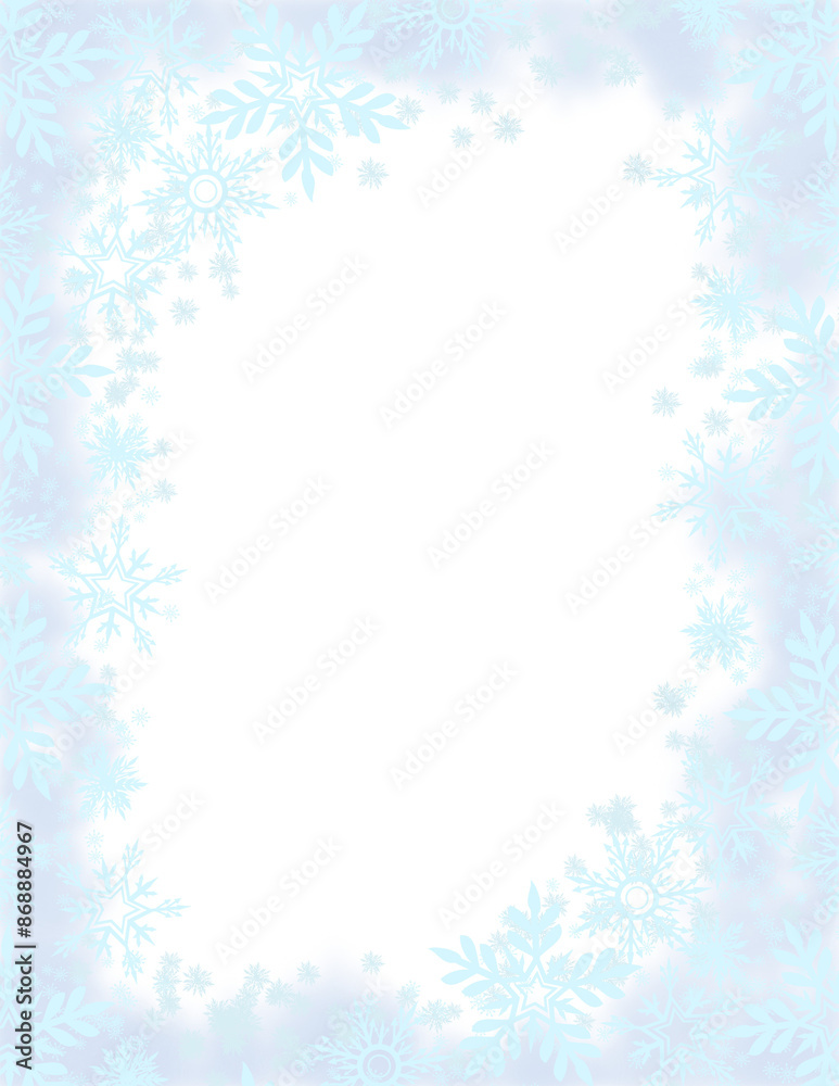 Snowflake frame, snowfall border, winter background on transparent Snowflake frame, snowfall border, winter background on transparent