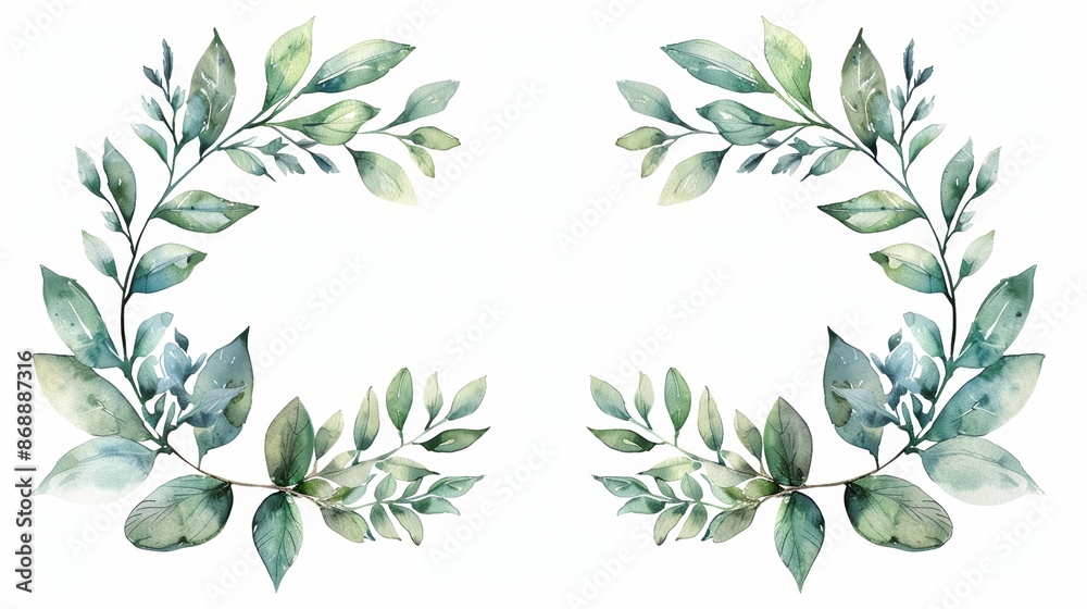 Watercolor laurel wreaths isolated on white background Watercolor laurel wreaths isolated on white background