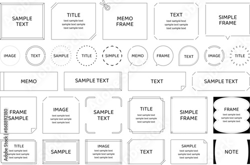 フレーム　セット　シンプル　線　ライン　デザイン　飾り　装飾　飾り罫　タイトル　見出し　吹き出し　黒