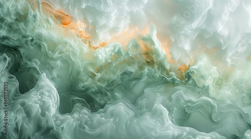 Abstract Green And Yellow Swirling Marble Texture