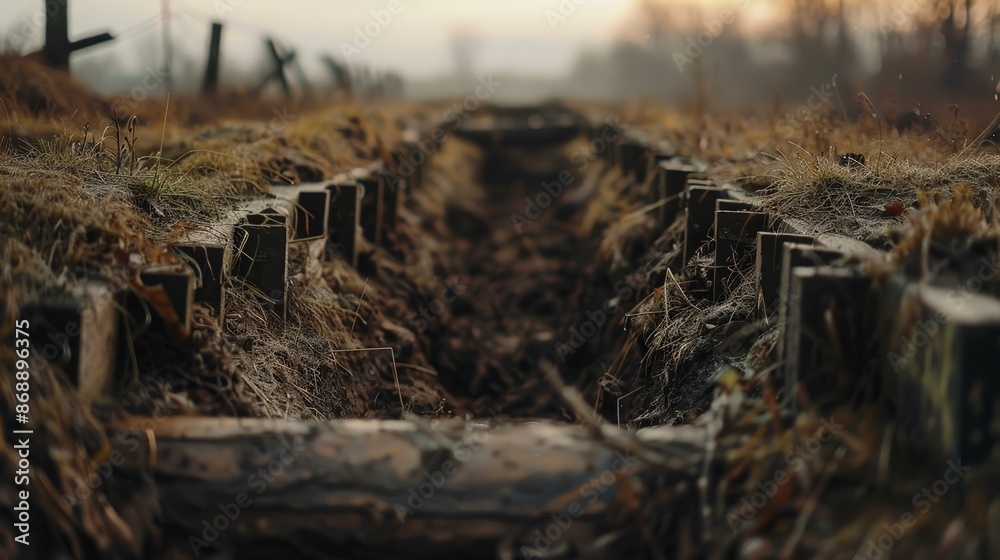 Obraz premium Trenches with blurred background