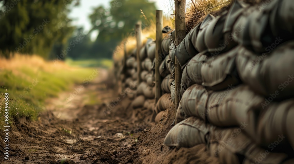 Trenches with blurred background Trenches with blurred background