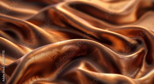 Close Up of Brown And Gold Silk Fabric Draped and Folded