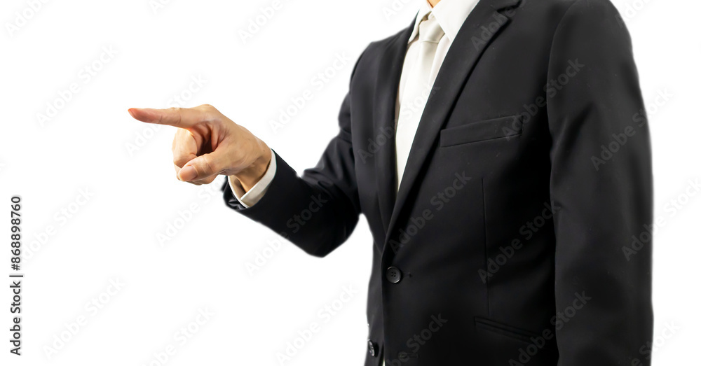 Executive pointing the finger to give orders on a white background Executive pointing the finger to give orders on a white background