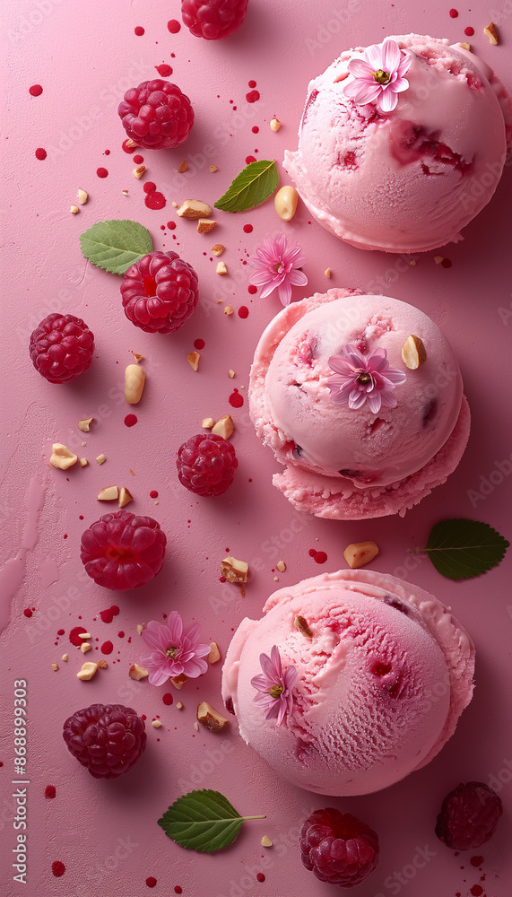 Image of ice cream with berries and nuts. Beautiful arrangement. Could be used as an advertising image. Image of ice cream with berries and nuts. Beautiful arrangement. Could be used as an advertising image.