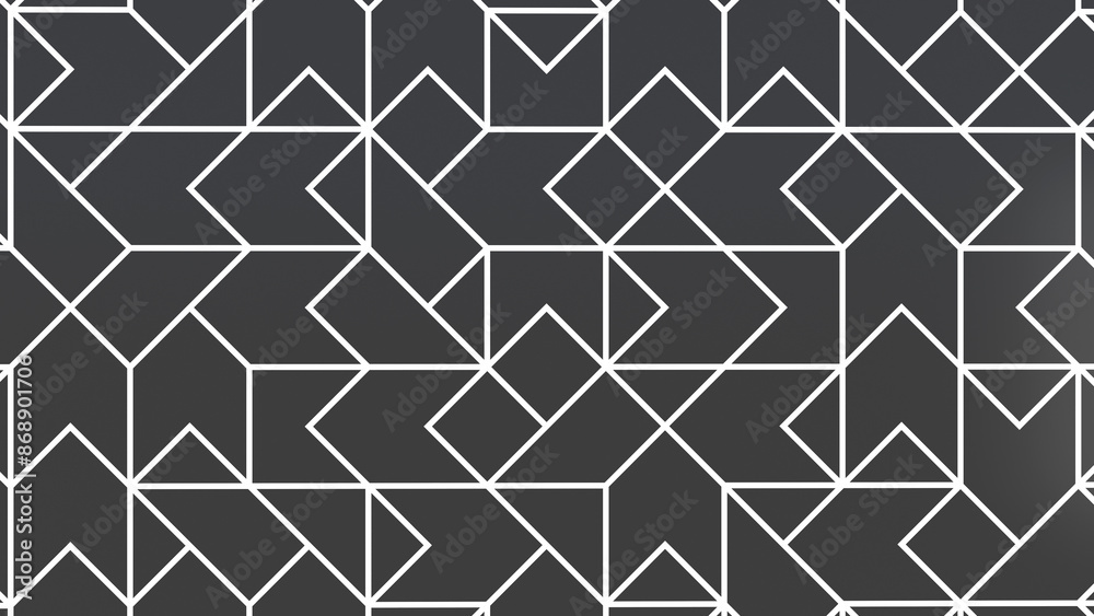 Abstract background in oriental style,geometric line with white pattern,white and black background,3d rendering Abstract background in oriental style,geometric line with white pattern,white and black background,3d rendering