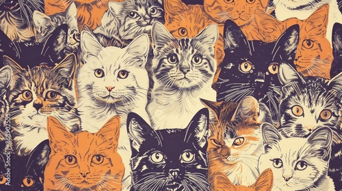 Fototapeta Naklejka Na Ścianę i Meble -  Vintage abstract cats background