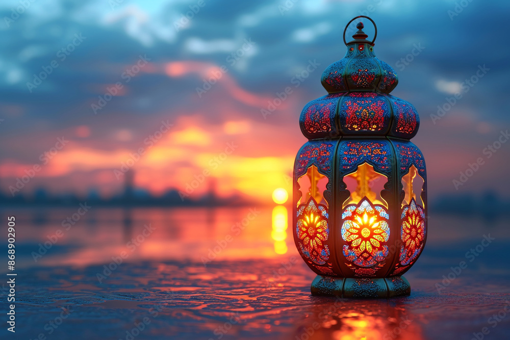 Arabic lantern on gradient background Arabic lantern on gradient background
