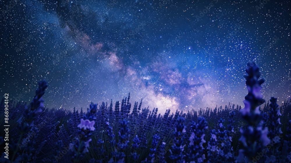 Fototapeta premium Milky Way Over Lavender Field