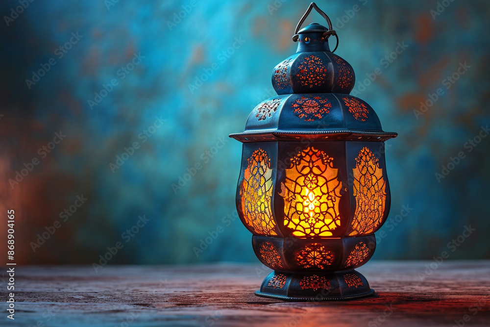 Arabic lantern on gradient background