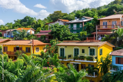 Tropical Village Homes with Lush Greenery © Fitry