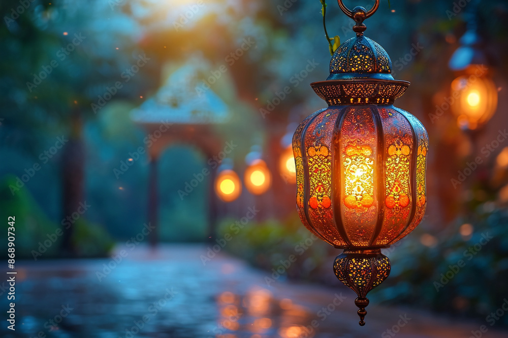 Arabic lantern on gradient background Arabic lantern on gradient background