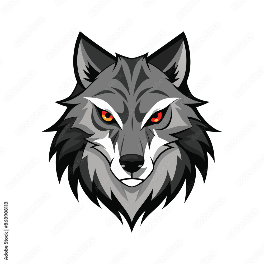 Fototapeta premium wolf head vector, vector, icon vector illustration, wolf silhouette of a wolf isolated on a white background, eps, png, svg, wolf vector