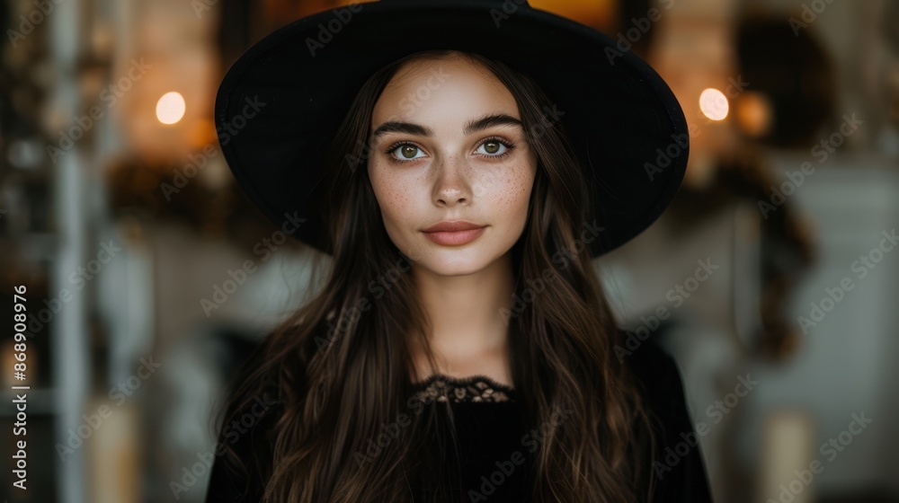 Mysterious woman in black hat Mysterious woman in black hat