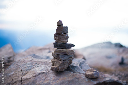 Photography Stacked Rocks in the Mountains