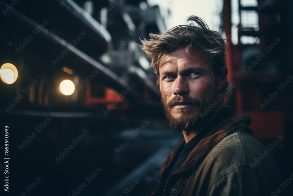Portrait of a male Caucasian worker on oil platform Portrait of a male Caucasian worker on oil platform