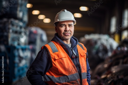 Portrait of a male worker in recycling facility © Baba Images