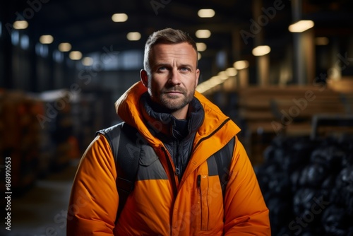 Portrait of a male worker in recycling facility