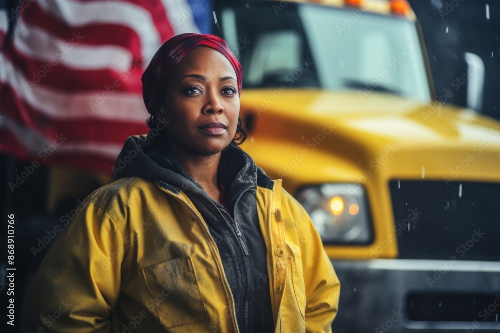 Portrait of a female body positive truck driver Portrait of a female body positive truck driver