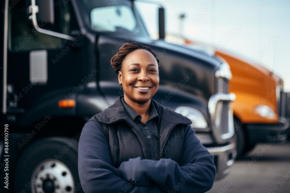 Portrait of a female body positive truck driver