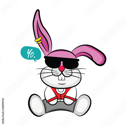 Vector illustration hip hop bunny