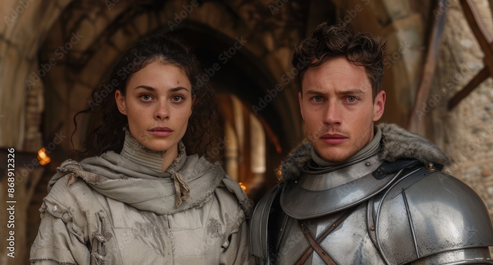 medieval knight and lady in armor medieval knight and lady in armor