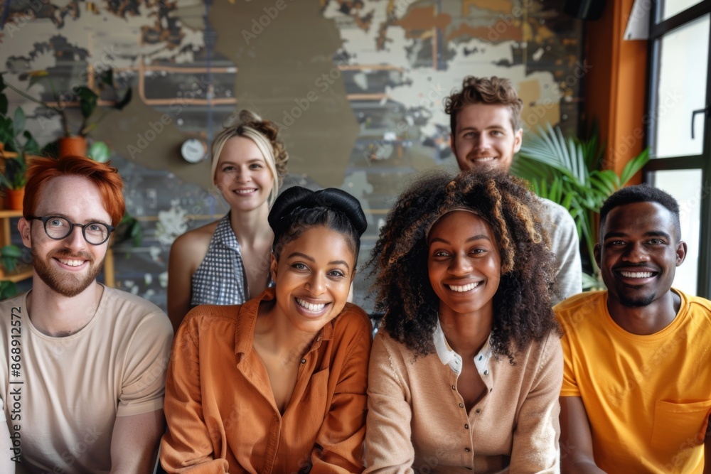 Fototapeta premium Portrait of a diverse group of young people in startup company office