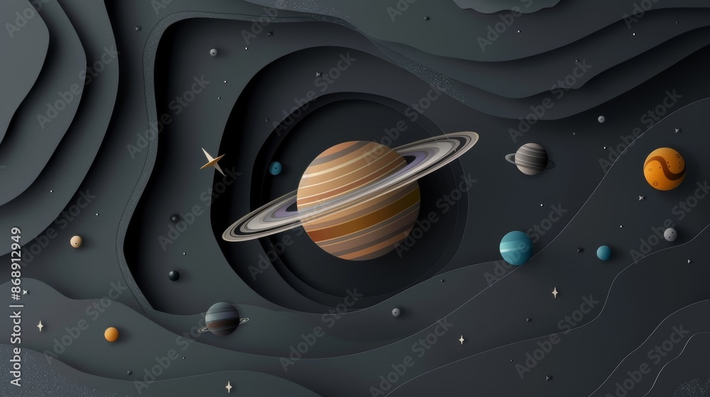 Fototapeta premium 宇宙と土星