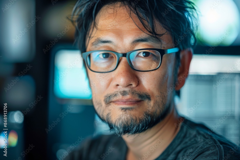 Portrait of a middle aged male software developer Portrait of a middle aged male software developer