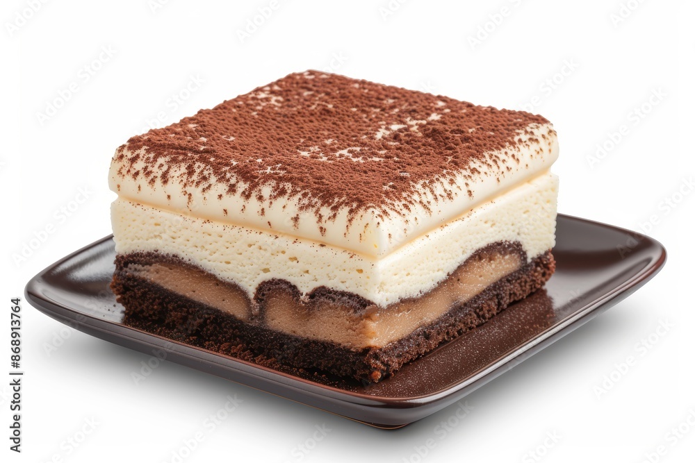 Delicious layered dessert with chocolate and cream Delicious layered dessert with chocolate and cream