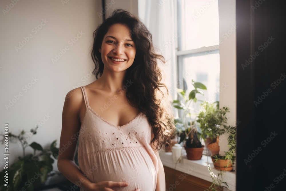 Portrait of a smiling pregnant young woman at home Portrait of a smiling pregnant young woman at home