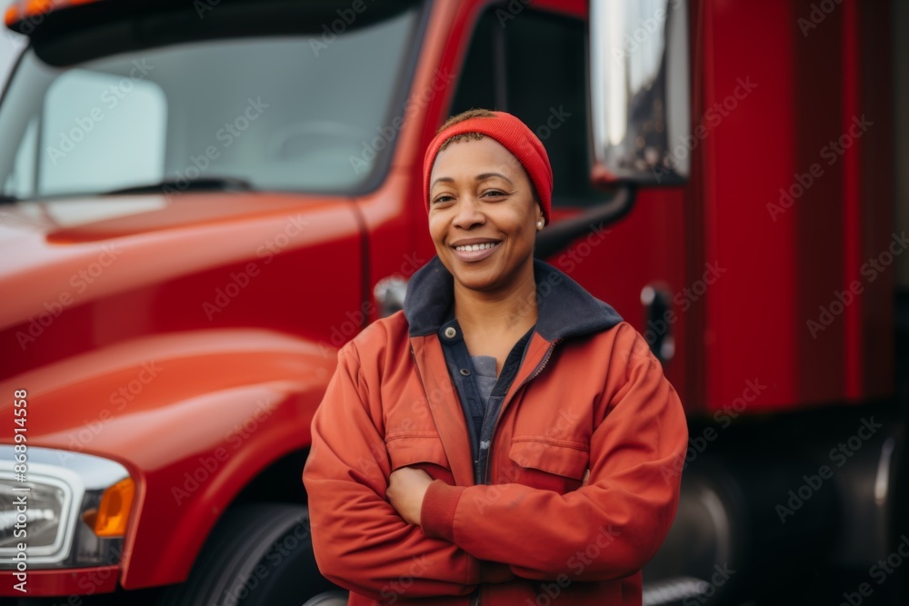 Portrait of a female body positive truck driver