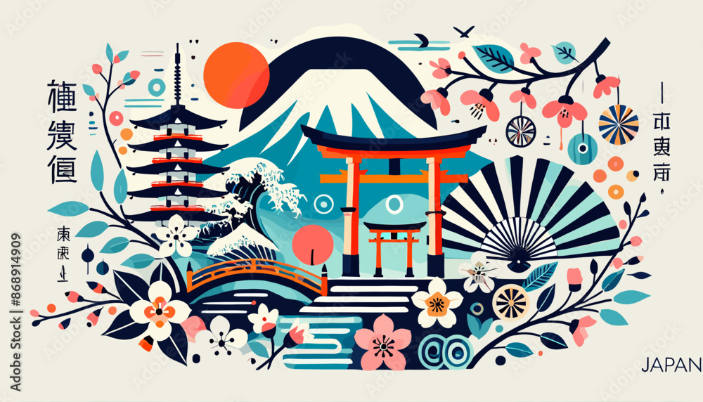 Fototapeta premium Concept of Japanese Image. Vector illustration. 