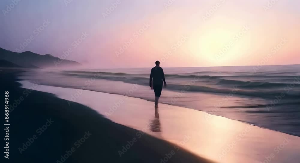 A man walking on a beach A man walking on a beach