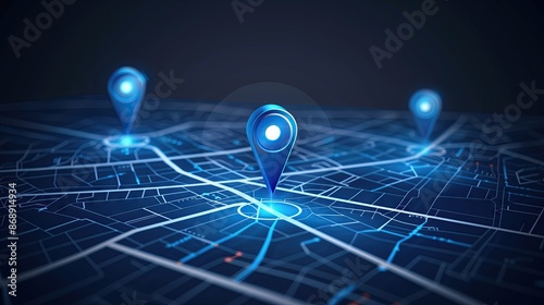 Destination, 3D GPS Tracking Map, Road Map Navigation Pin, Abstract 3D Map Background, Digital Art
