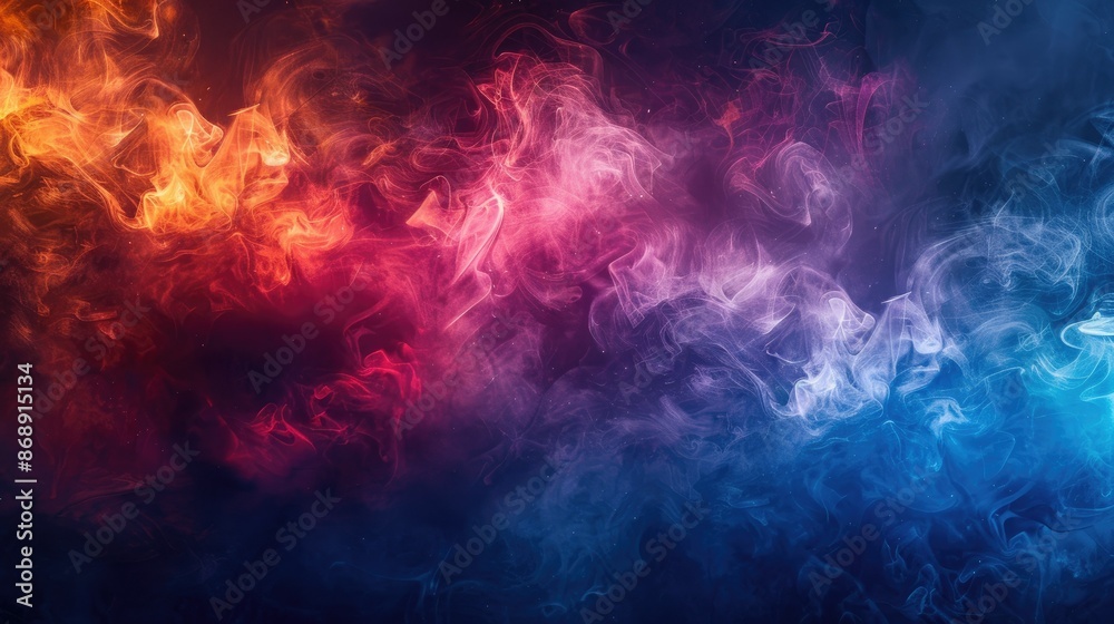 Vibrant Abstract Smoke Background with Colorful Swirling Patterns in Orange, Pink, and Blue Hues Vibrant Abstract Smoke Background with Colorful Swirling Patterns in Orange, Pink, and Blue Hues