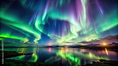 A powerful geomagnetic storm brewing in the night sky, aurora borealis