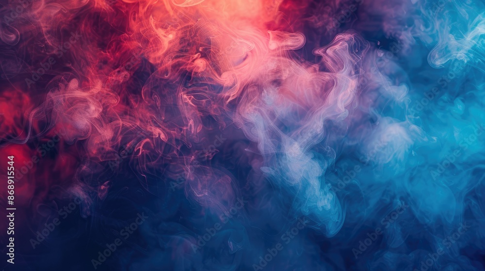 Vibrant Red and Blue Smoke Art Background with Abstract Swirls Vibrant Red and Blue Smoke Art Background with Abstract Swirls