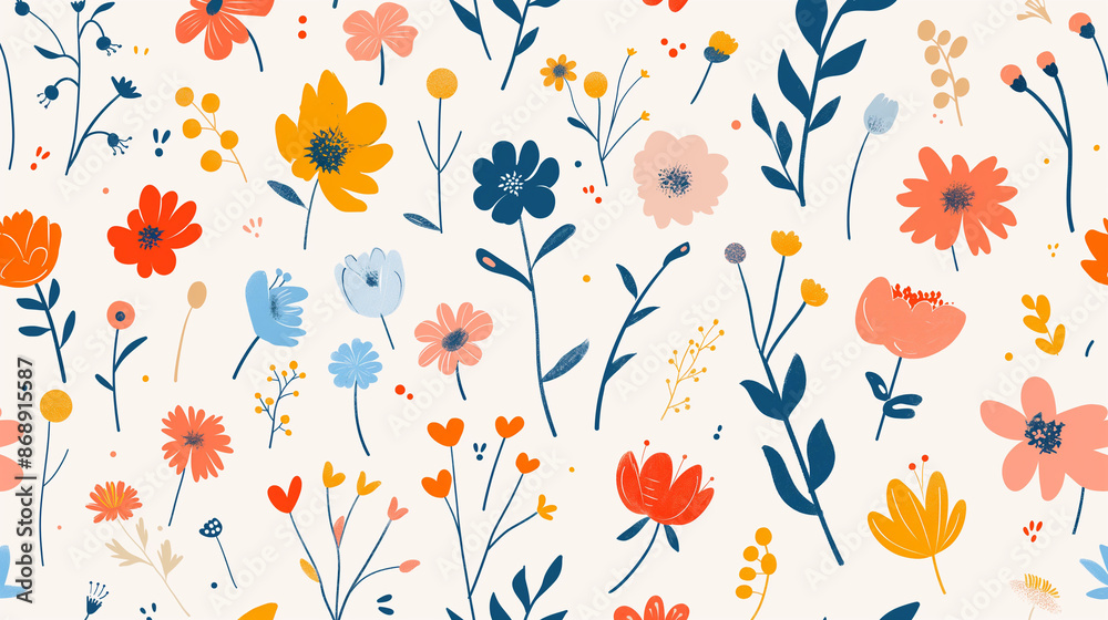 Various tiny spring flowers clipart collection pattern, minimal abstract illustration style , super fresh fluorescent vibrant color palette Various tiny spring flowers clipart collection pattern, minimal abstract illustration style , super fresh fluorescent vibrant color palette