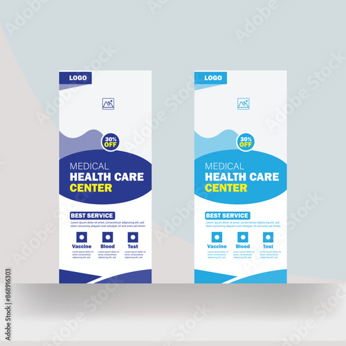 Health care roll up banner medical promotion rack card design template