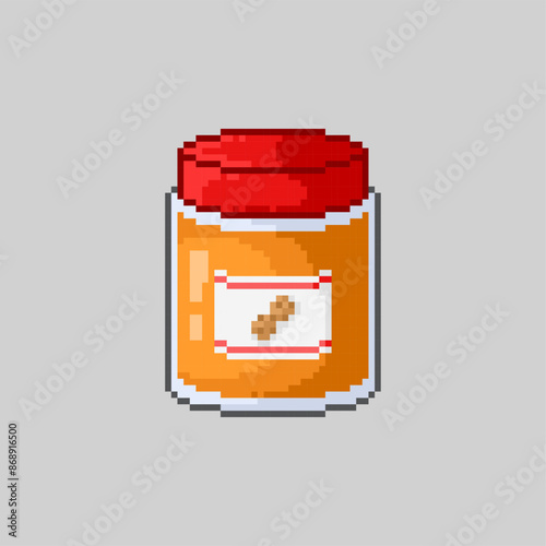Peanut butter jar, pixel art food