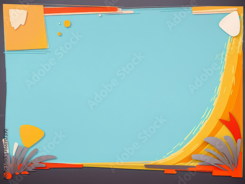 Abstract cartoon style background of a warm landscape with blank blue sky for copy space