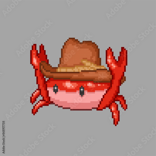 Cowboy crab, pixel art meme