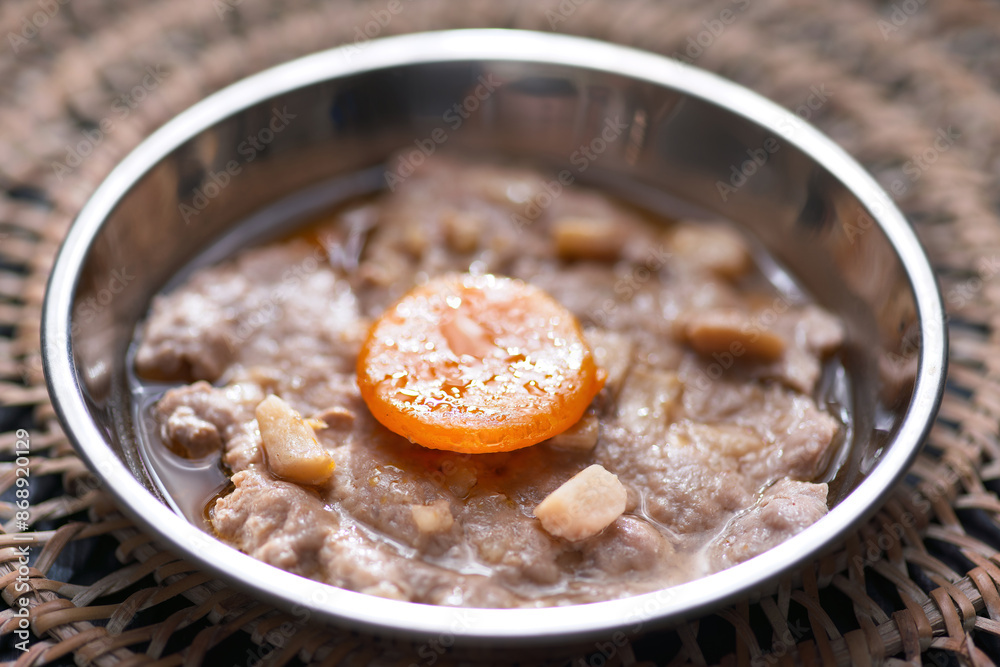 chinese steamed minced pork patty with salted egg comfort food
