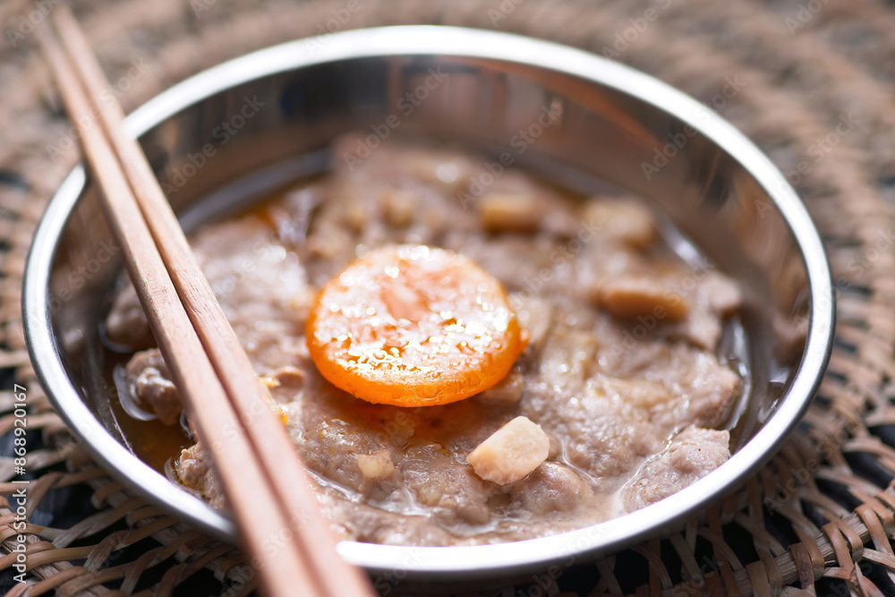 chinese steamed minced pork patty with salted egg comfort food