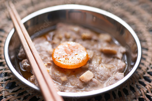 Obraz na płótnie chinese steamed minced pork patty with salted egg comfort food w salonie
